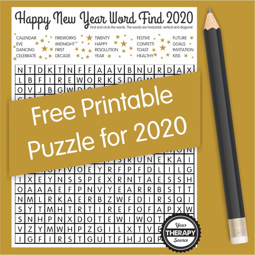 Happy New Year Word Search Puzzle Freebie Your Therapy Source