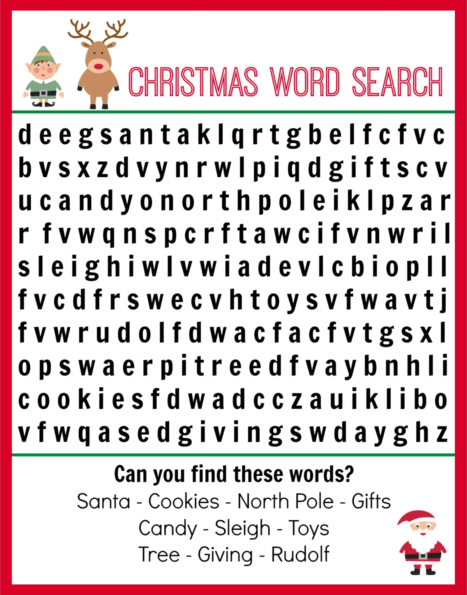 Word Search Christmas Hard