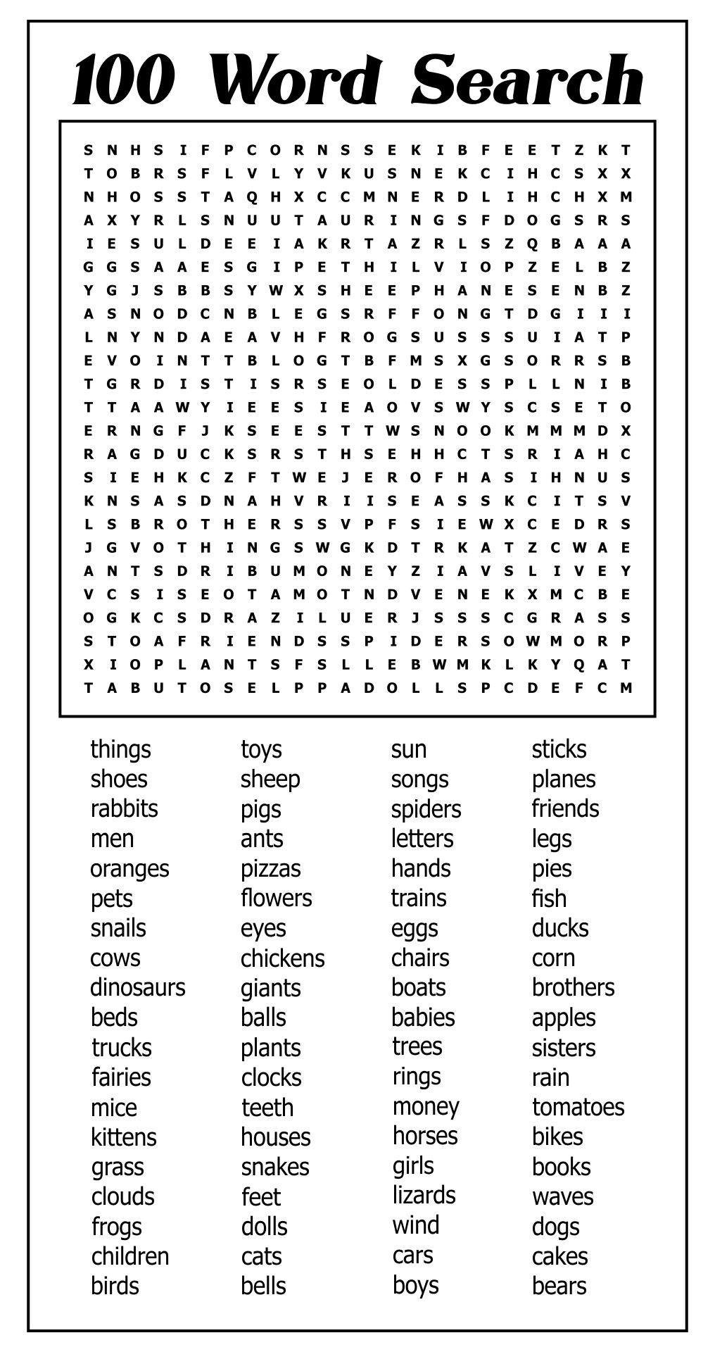 Medium Hard Word Search Printable