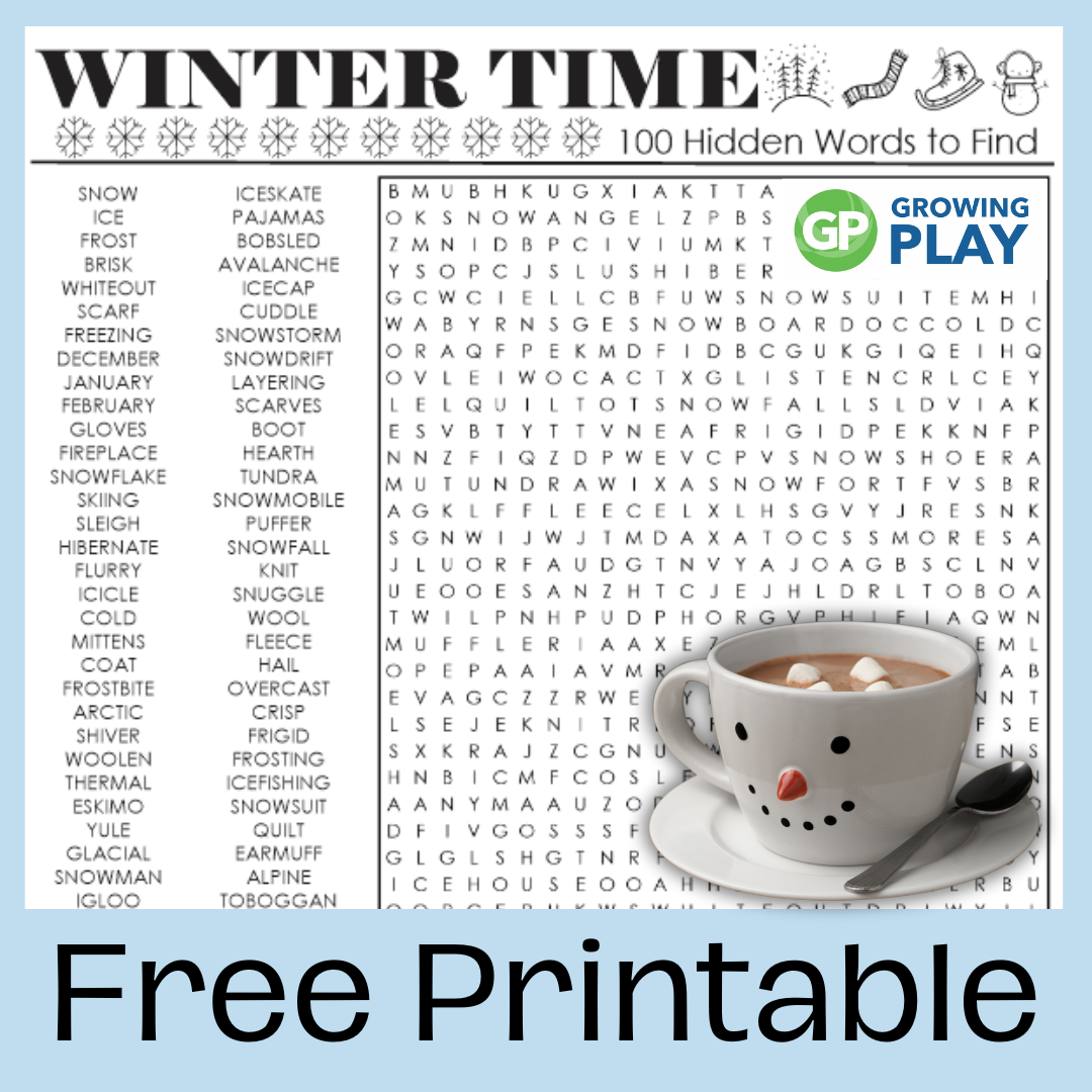 Printable Word Search For Winter