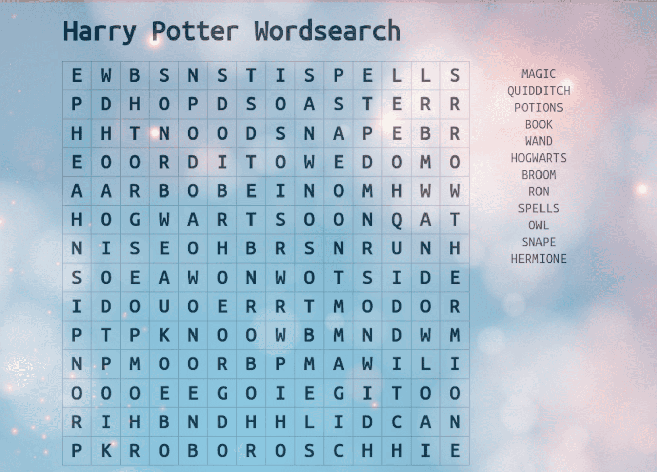 Harry Potter Word Search Moms Munchkins