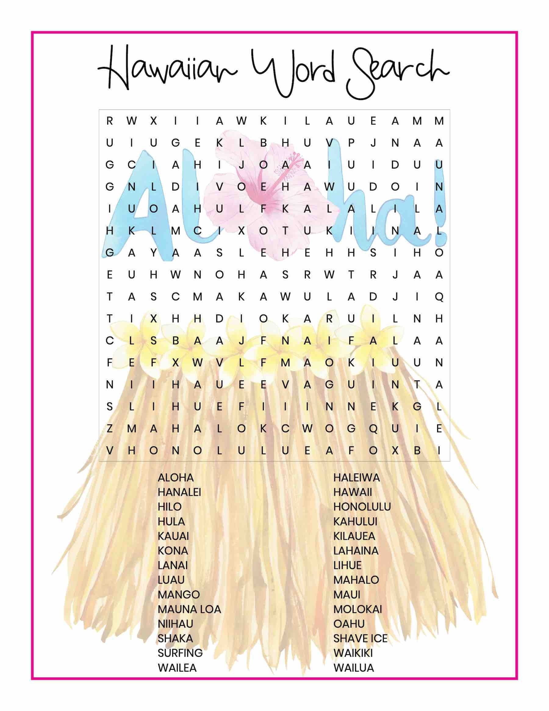 Hawaiian Word Search Printable For Kids Etsy Hawaiian Word Search Printable For Kids Etsy