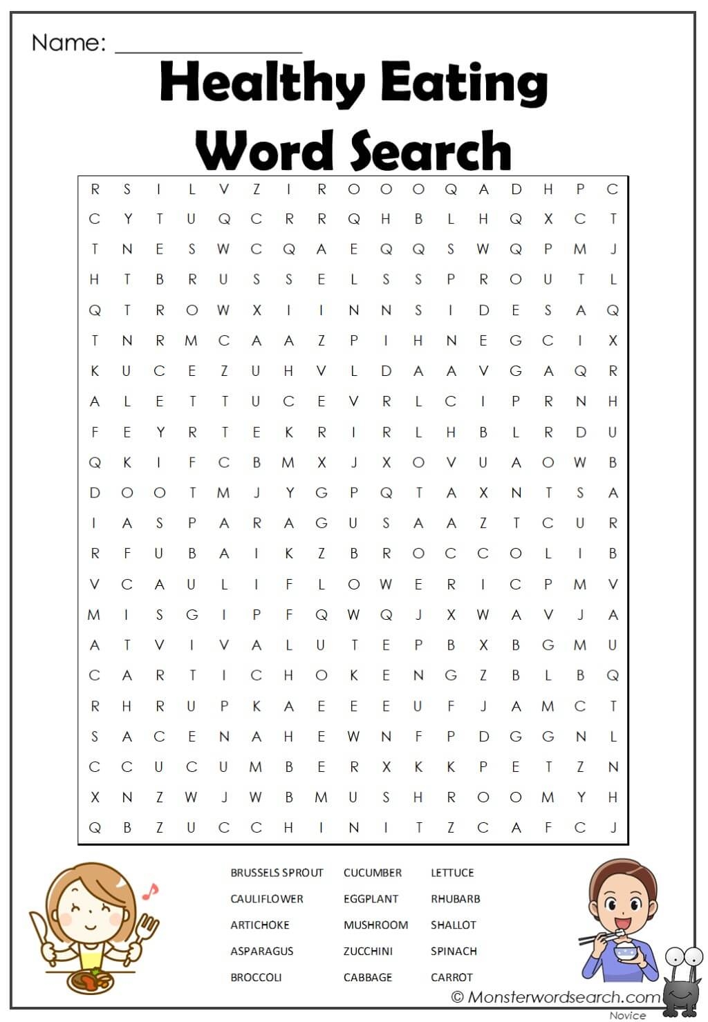 Healthy Eating Word Search Monster Word Search Healthy Eating Word Search Monster Word Search