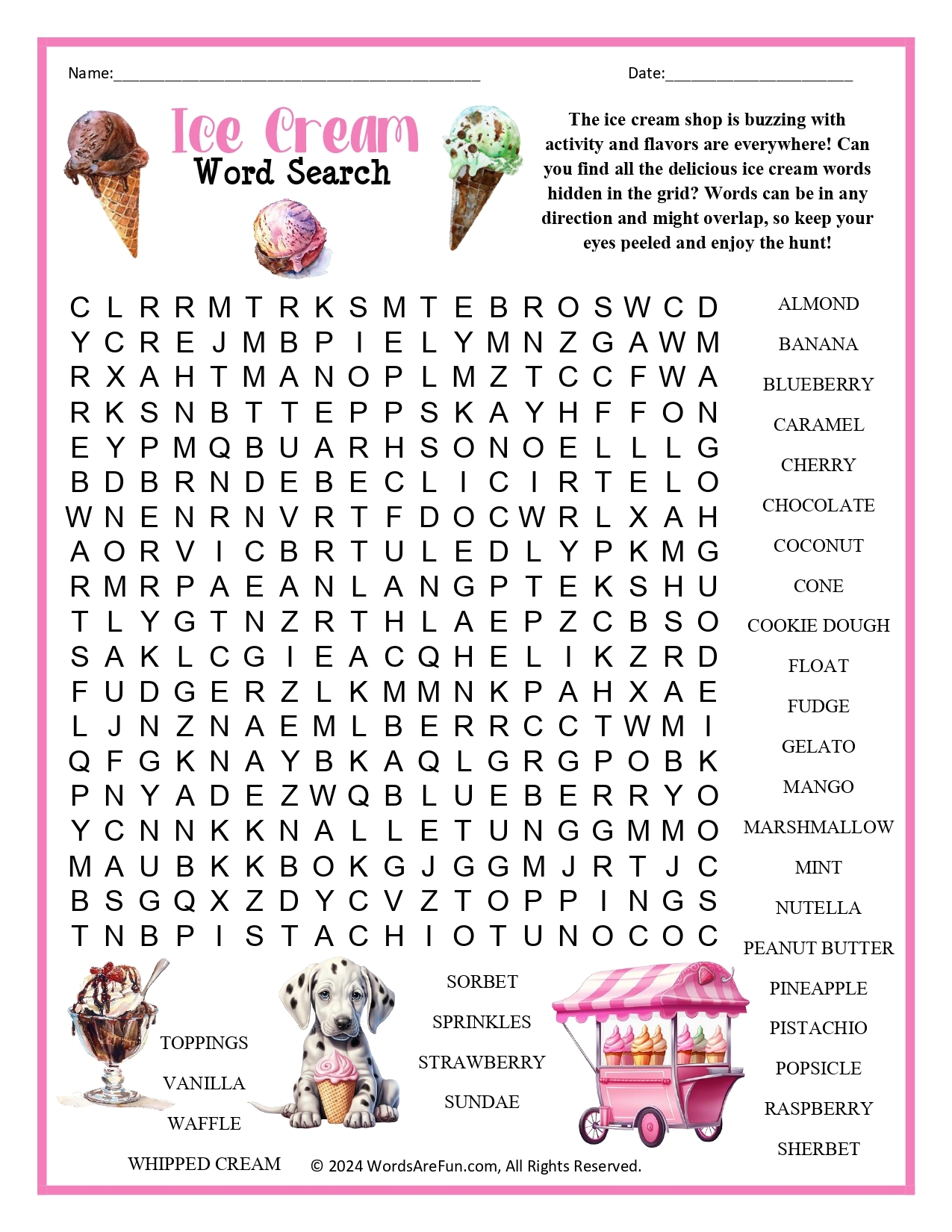 ice cream word search