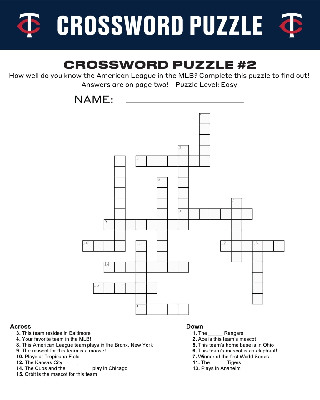 Mlb Teams Word Search Printable