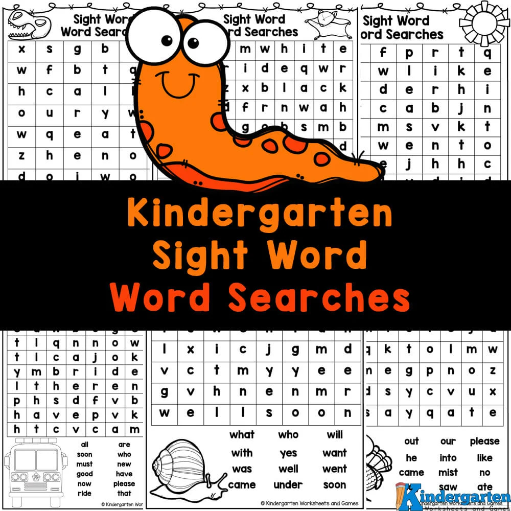 Kindergarten Word Search FREE Sight Words Worksheets 