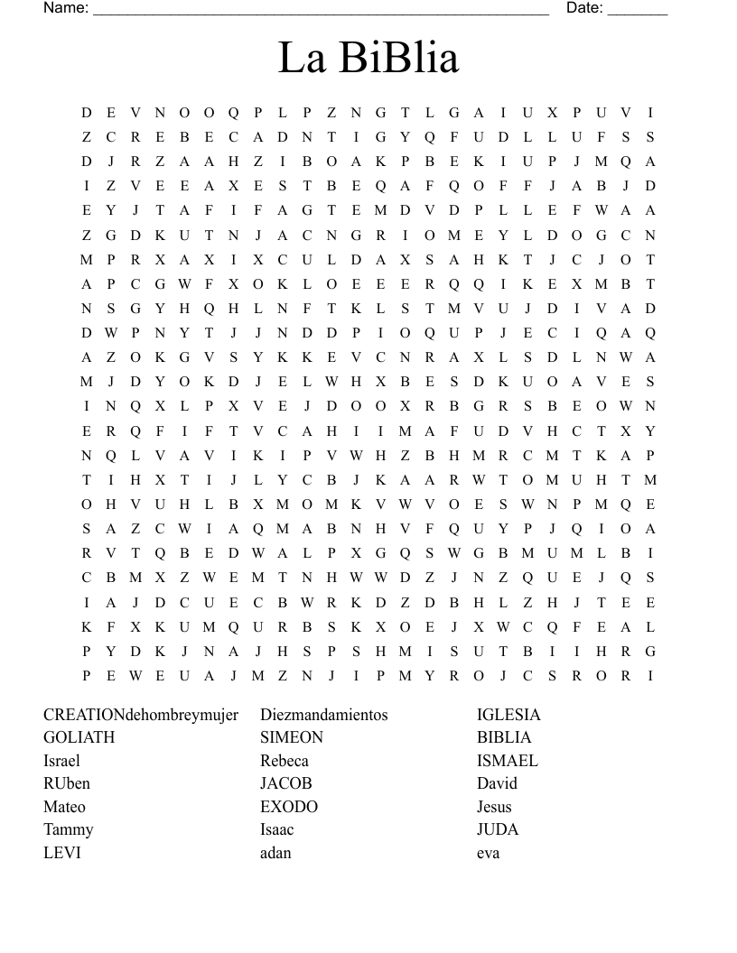 Free Printable Bible Word Search Pdf