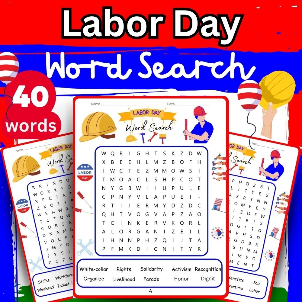 Labor Day Word Search 40 Words Made By Teachers