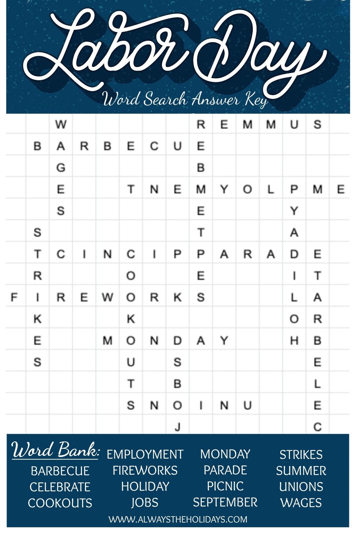 Labor Day Word Search Printable Free Word Find Answer Key Labor Day Word Search Printable Free Word Find Answer Key