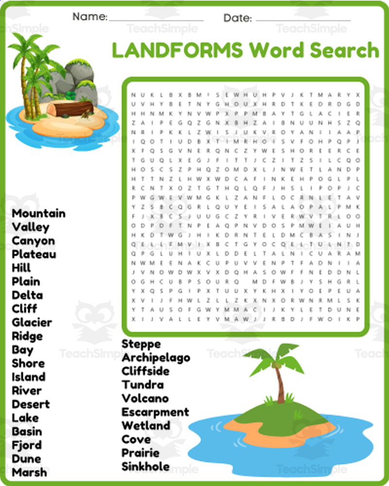 LANDFORMS Word Search Puzzle Worksheet Activity Geography Terms Bell By Teach Simple LANDFORMS Word Search Puzzle Worksheet Activity Geography Terms Bell By Teach Simple