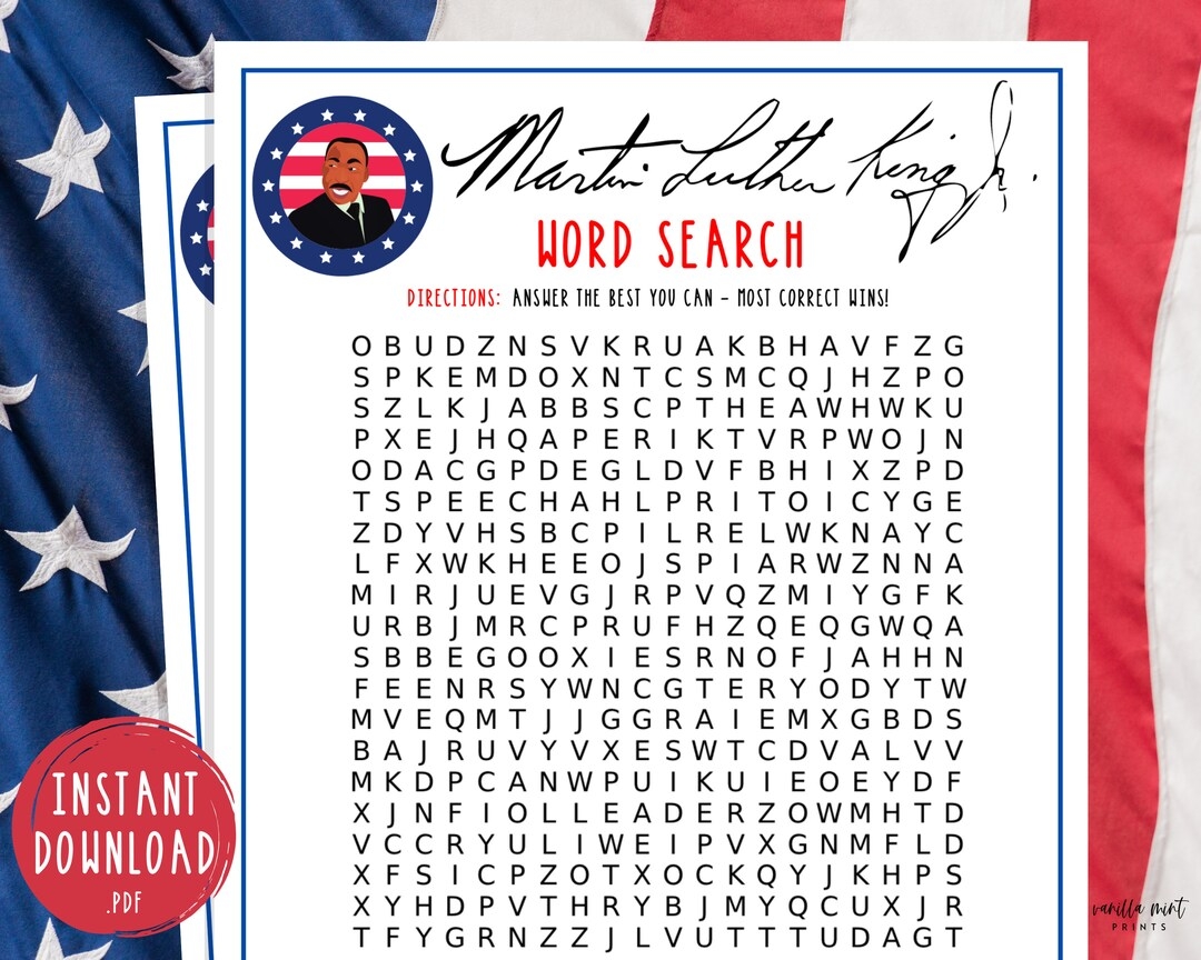 Mlk Word Search Printable