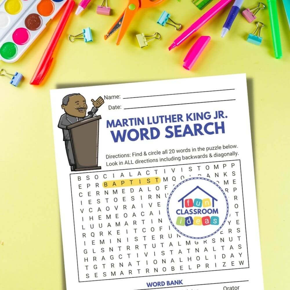 Martin Luther King Jr Word Search Printables FREE Activity For Kids Martin Luther King Jr Word Search Printables FREE Activity For Kids