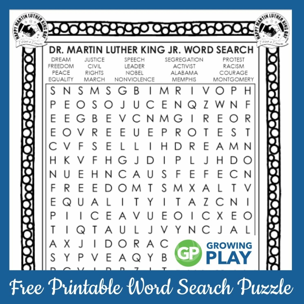Martin Luther King Word Search For Kids