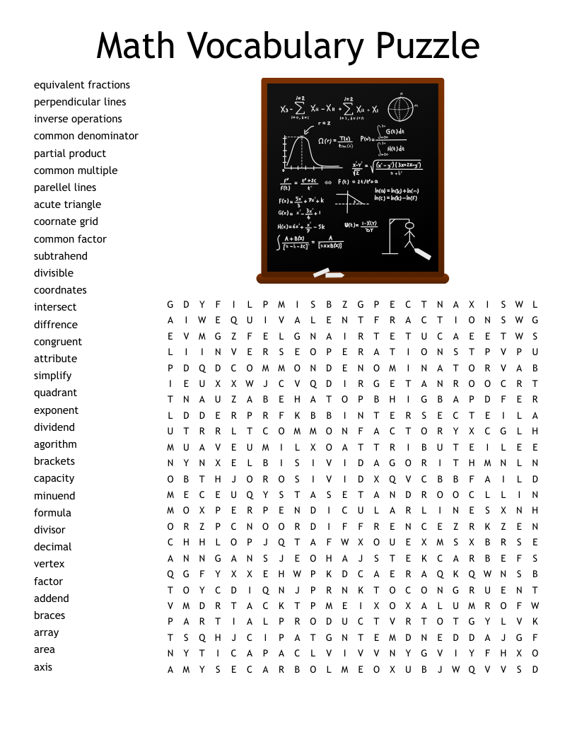 Math Vocabulary Word Search WordMint