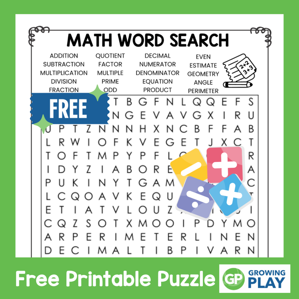 Math Word Search Printable Free