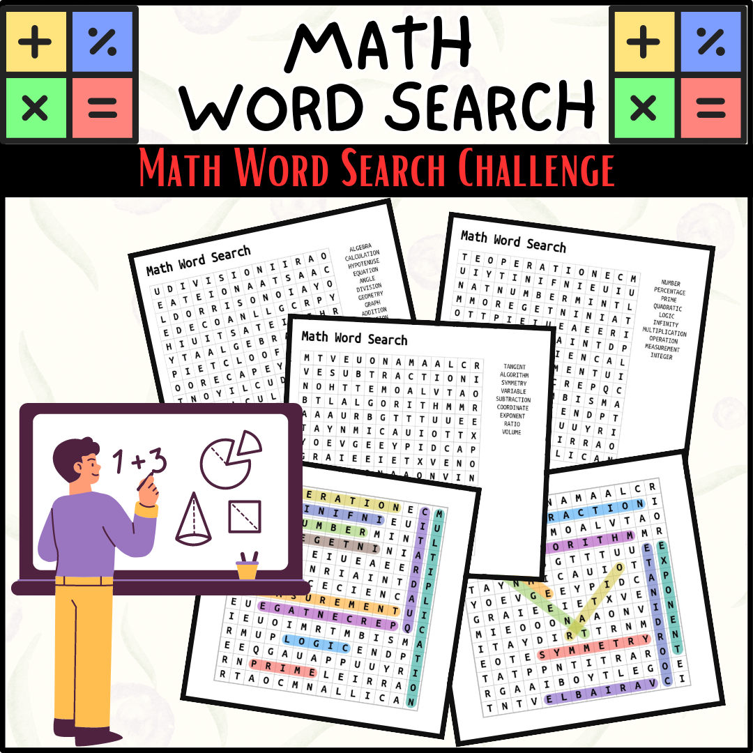Math Word Search Puzzles For All Ages Fun And Educational Activities Made By Teachers