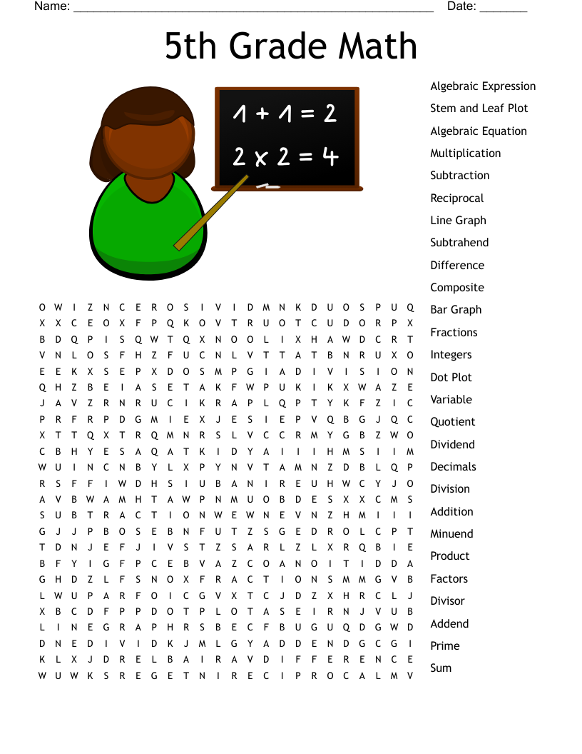 Math Word Search WordMint