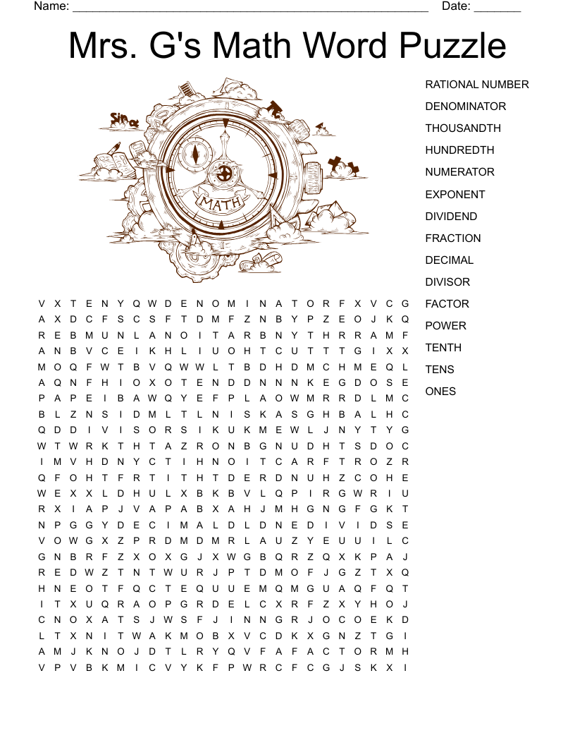 Math Word Search WordMint