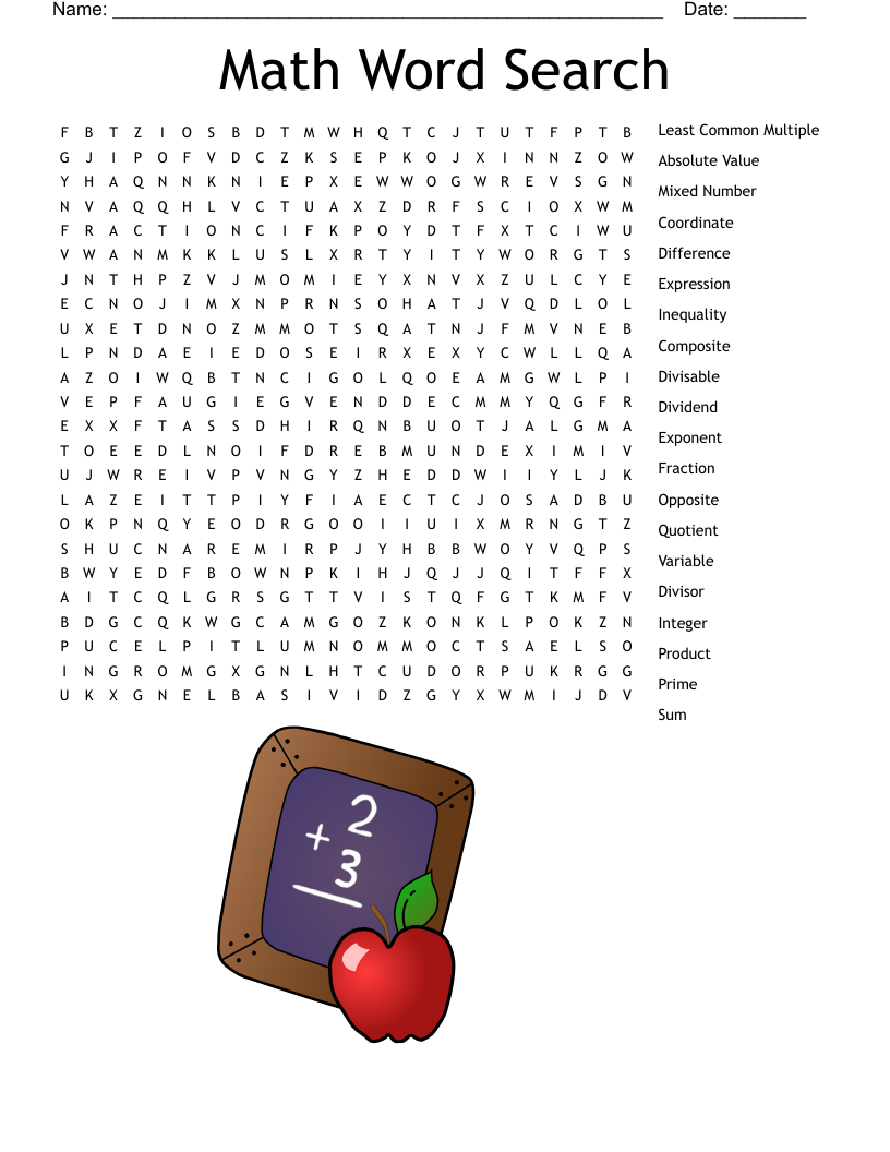 Free Printable Math Word Searches