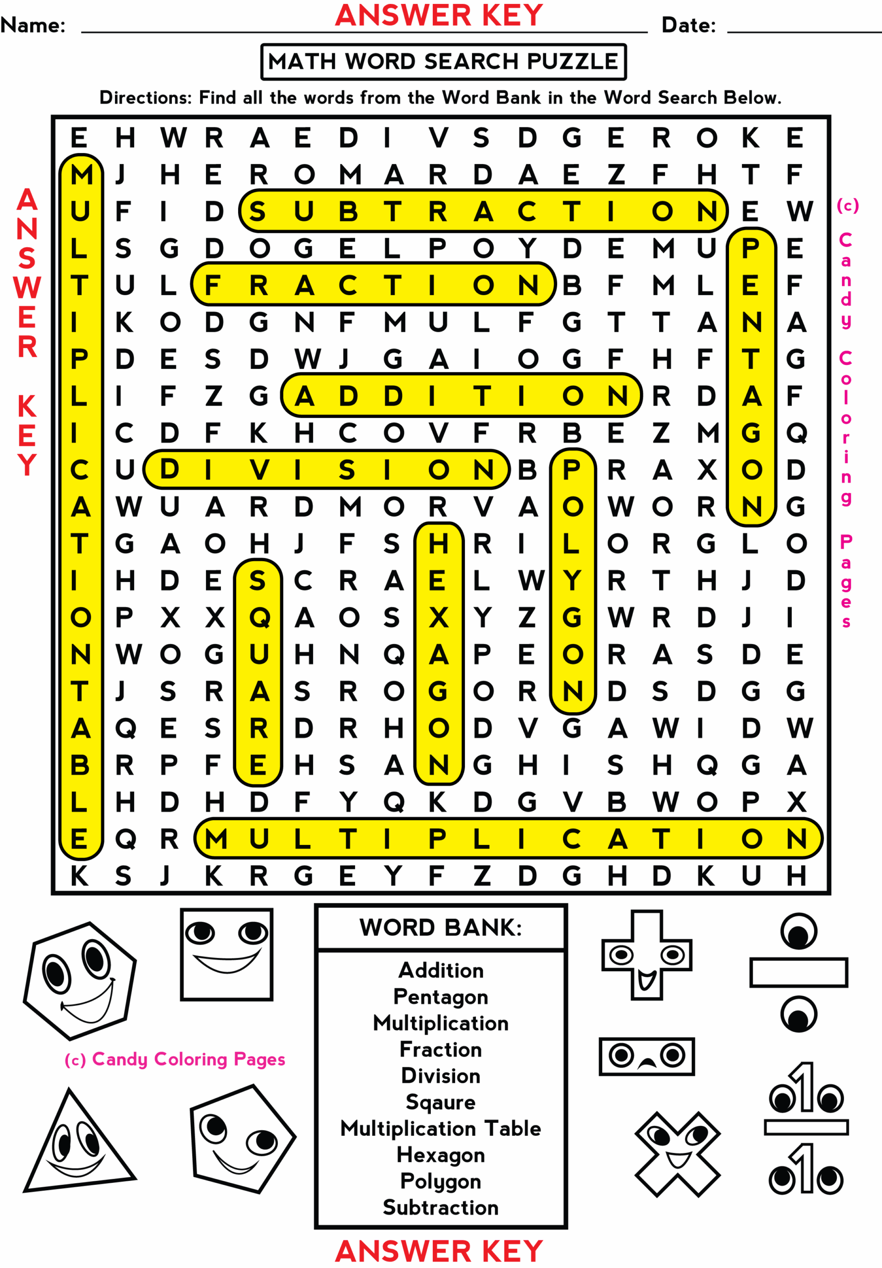 Math Word Searches Penny Candy Math Worksheets Worksheets Library