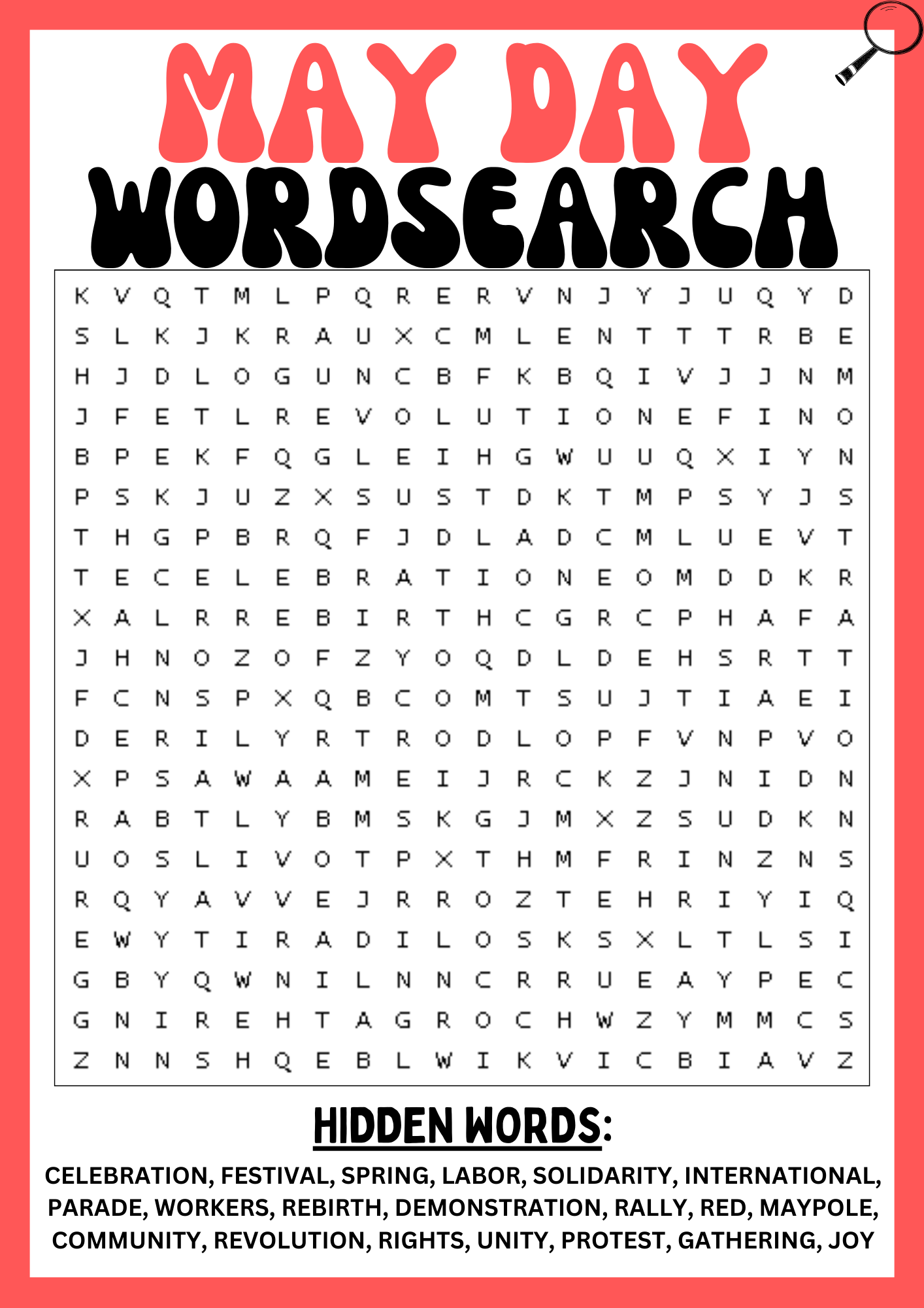 Free May Word Search