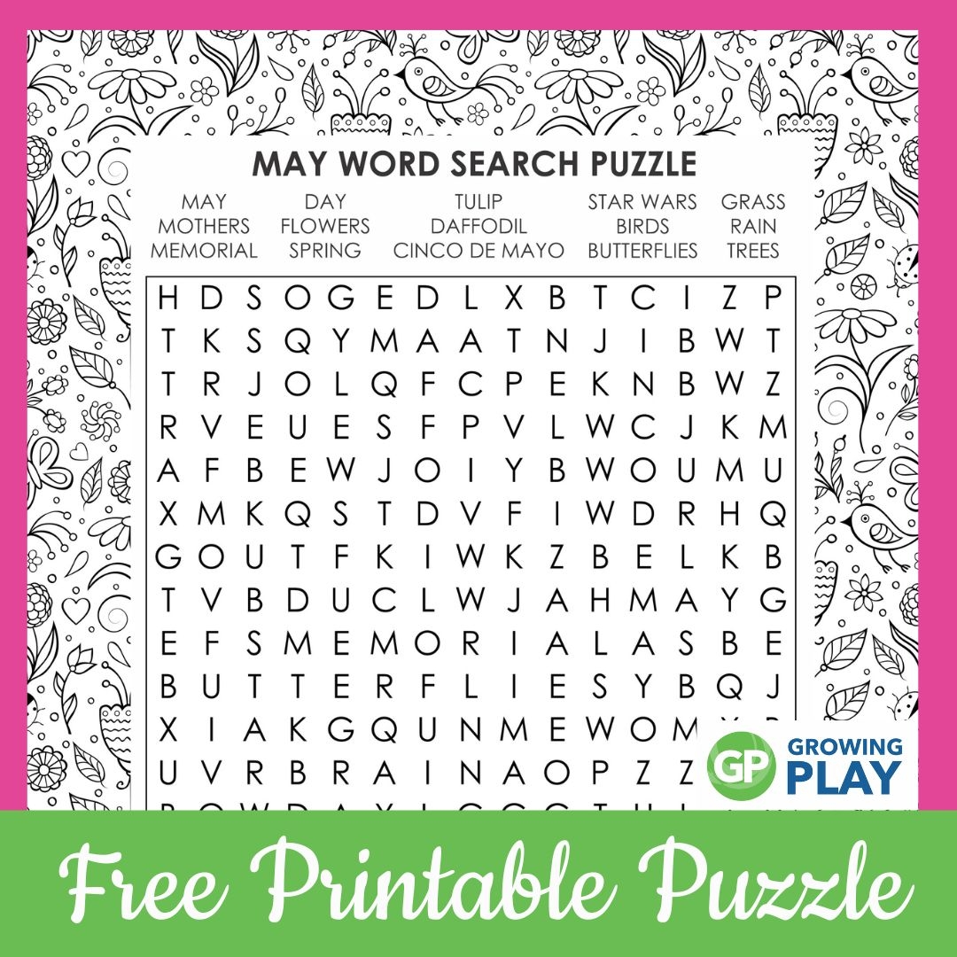 May Word Search Printable Free Growing Play