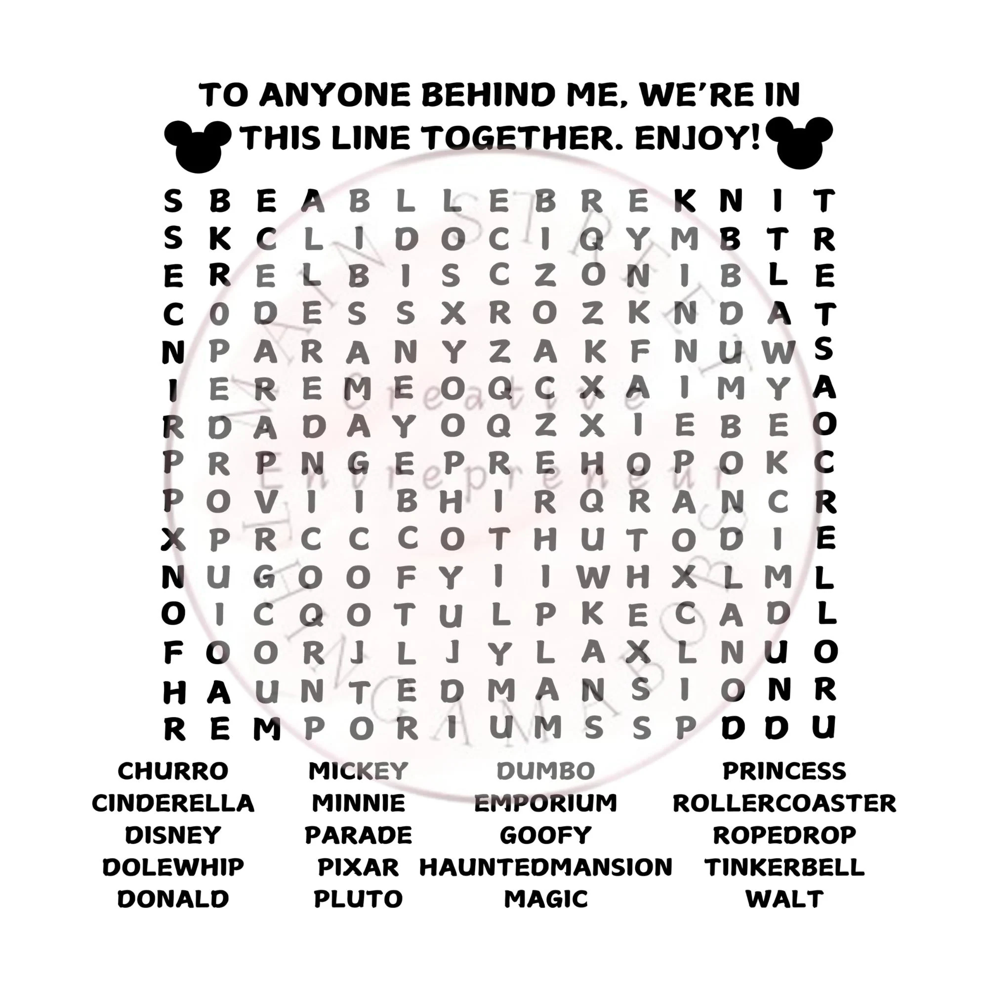 Mickey Word Search Etsy