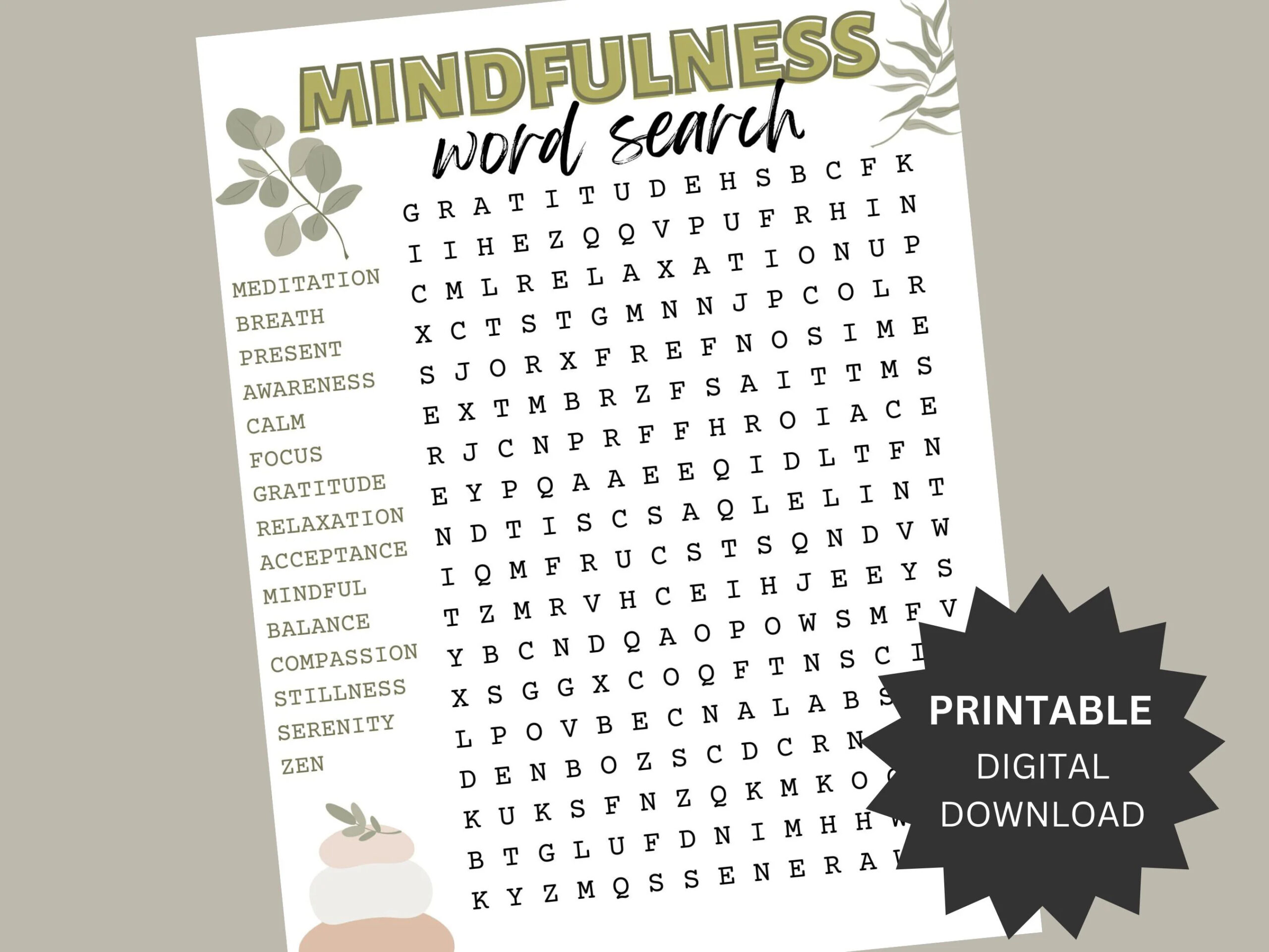 Gratitude Word Search Free Printable