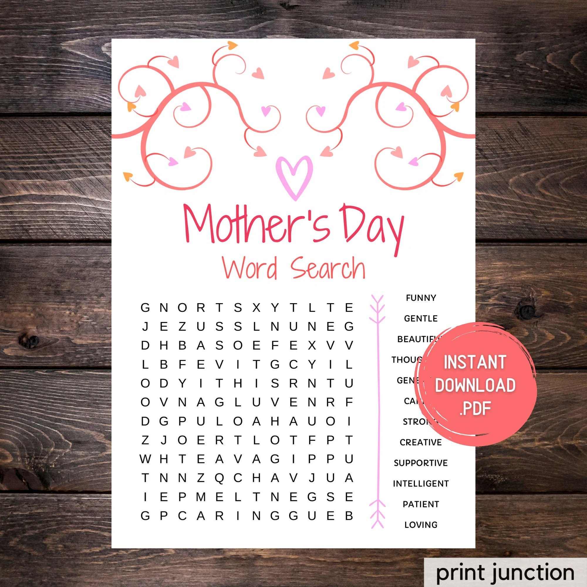 Mother's Day Word Search Printable Mother's Day Word Search Printable
