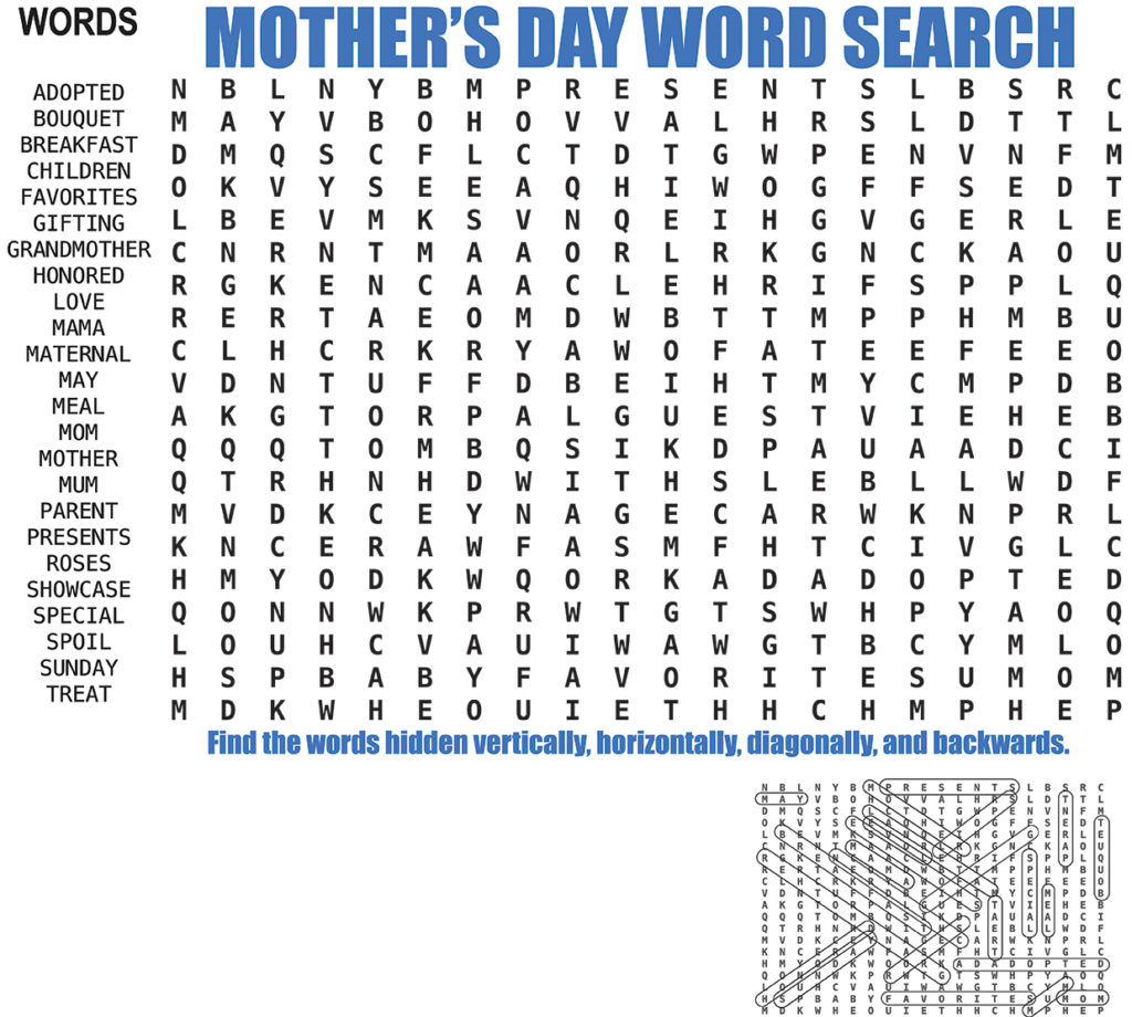 Mother s Day Word Search SOKY Happenings