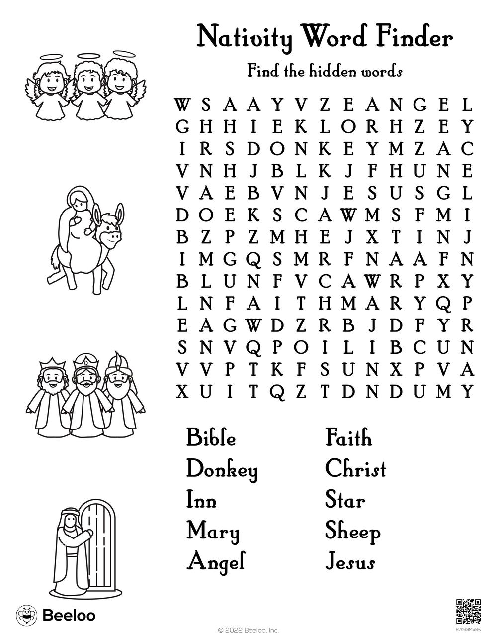 Christmas Word Search Religious Printable