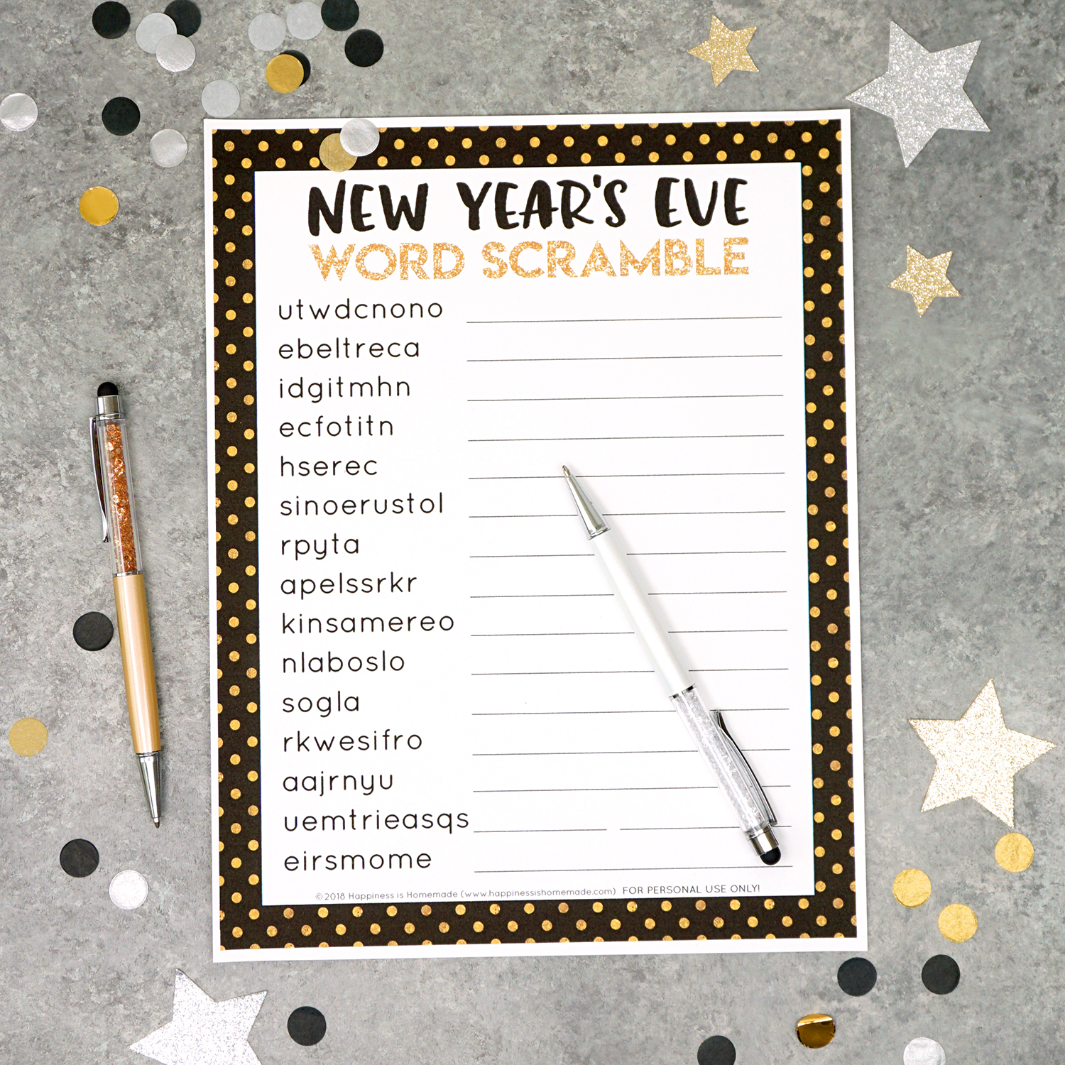 New Year s Eve Word Scramble Printable Happiness Is Homemade