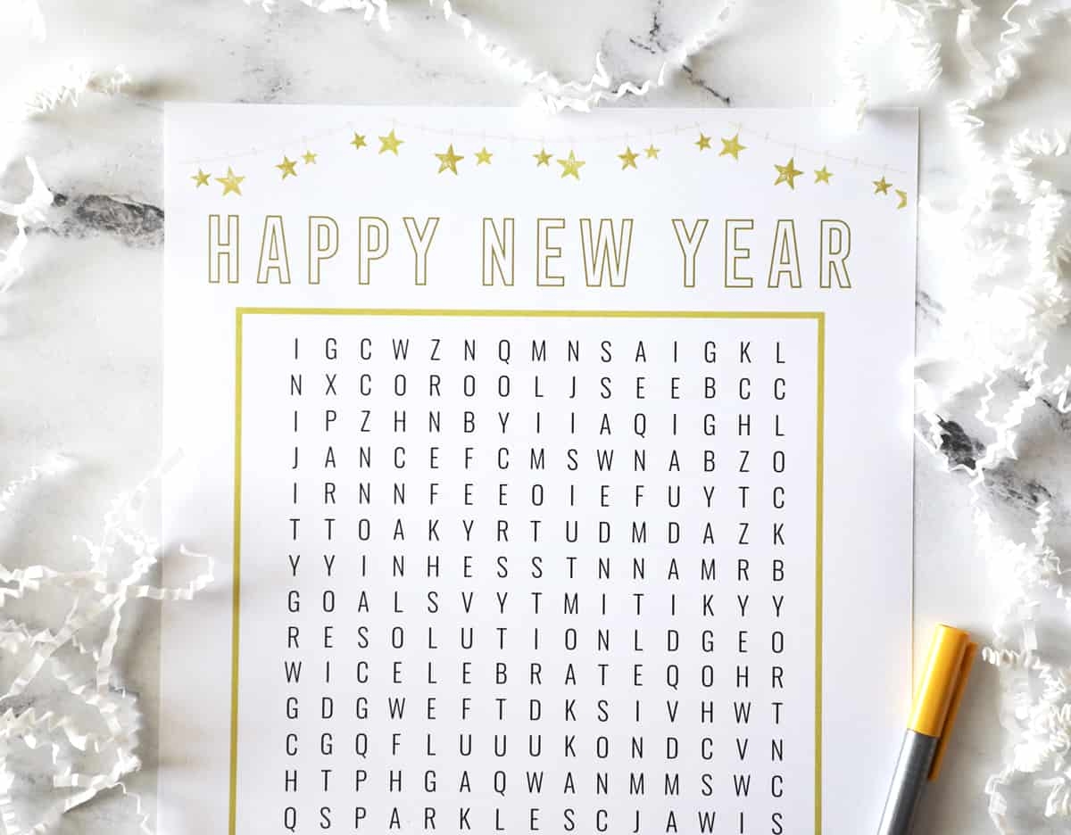 Free Printable New Years Word Search
