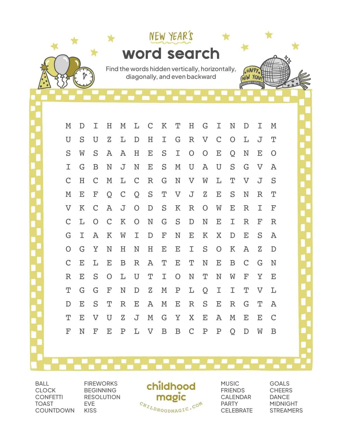 New Year s Word Search Childhood Magic New Year s Word Search Childhood Magic