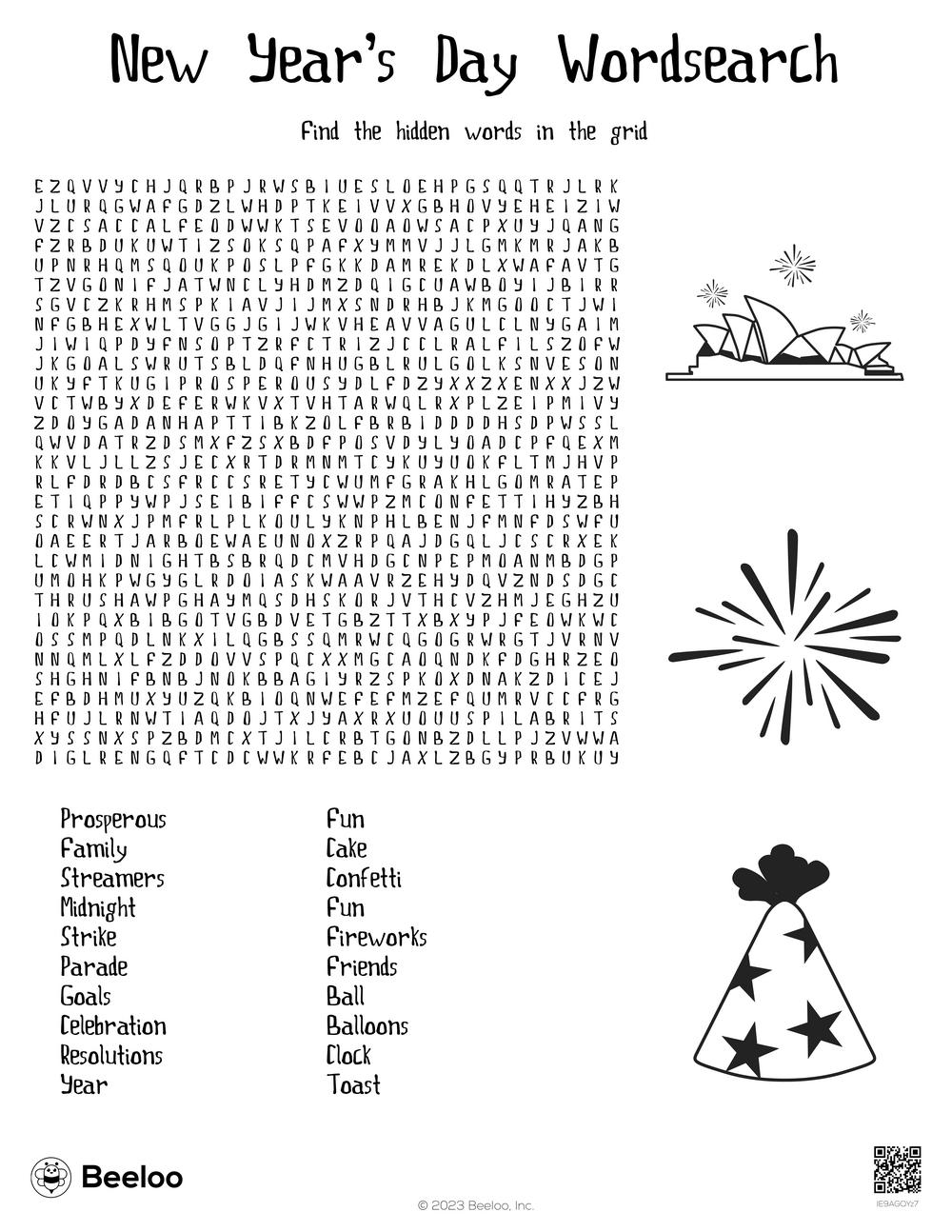 New Year themed Word Searches Beeloo Printable Crafts And Activities For Kids