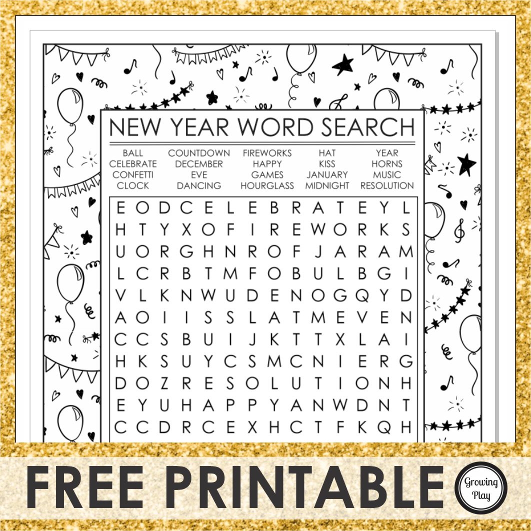 New Years Word Search Printable