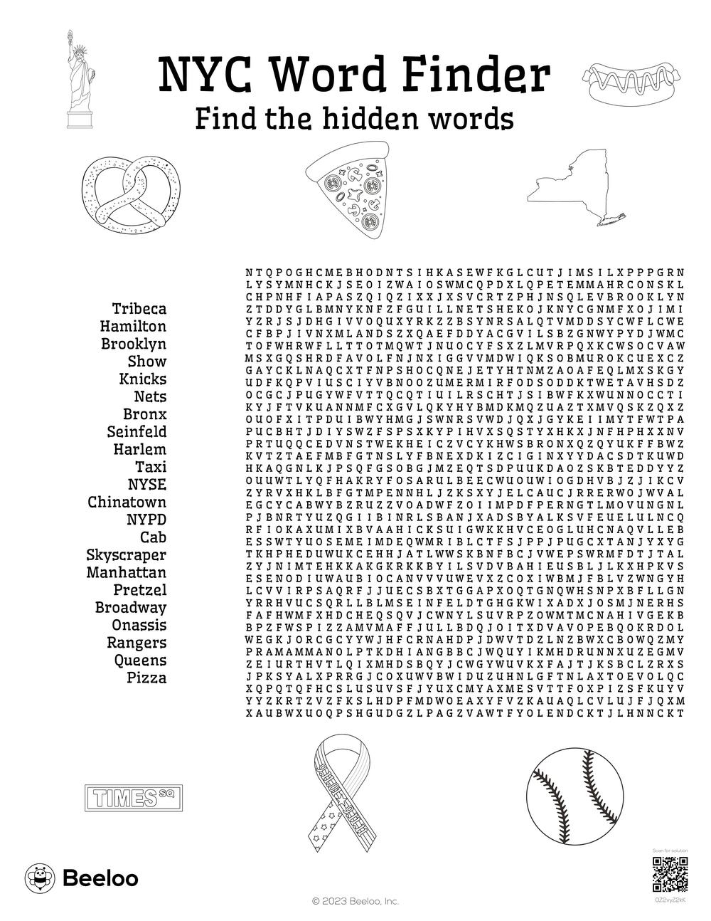 New York City themed Word Searches Beeloo Printable Crafts And 