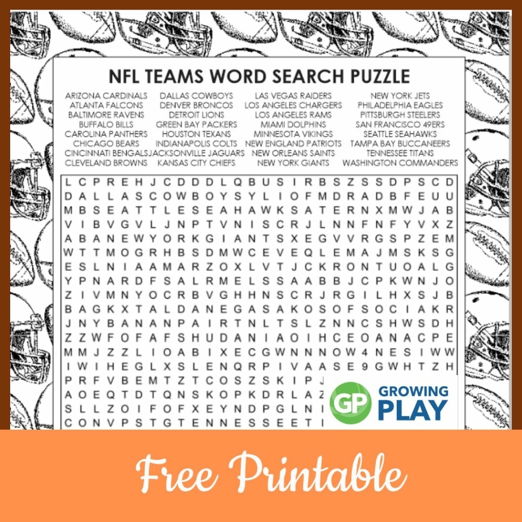 Nfl Teams Word Search Printable