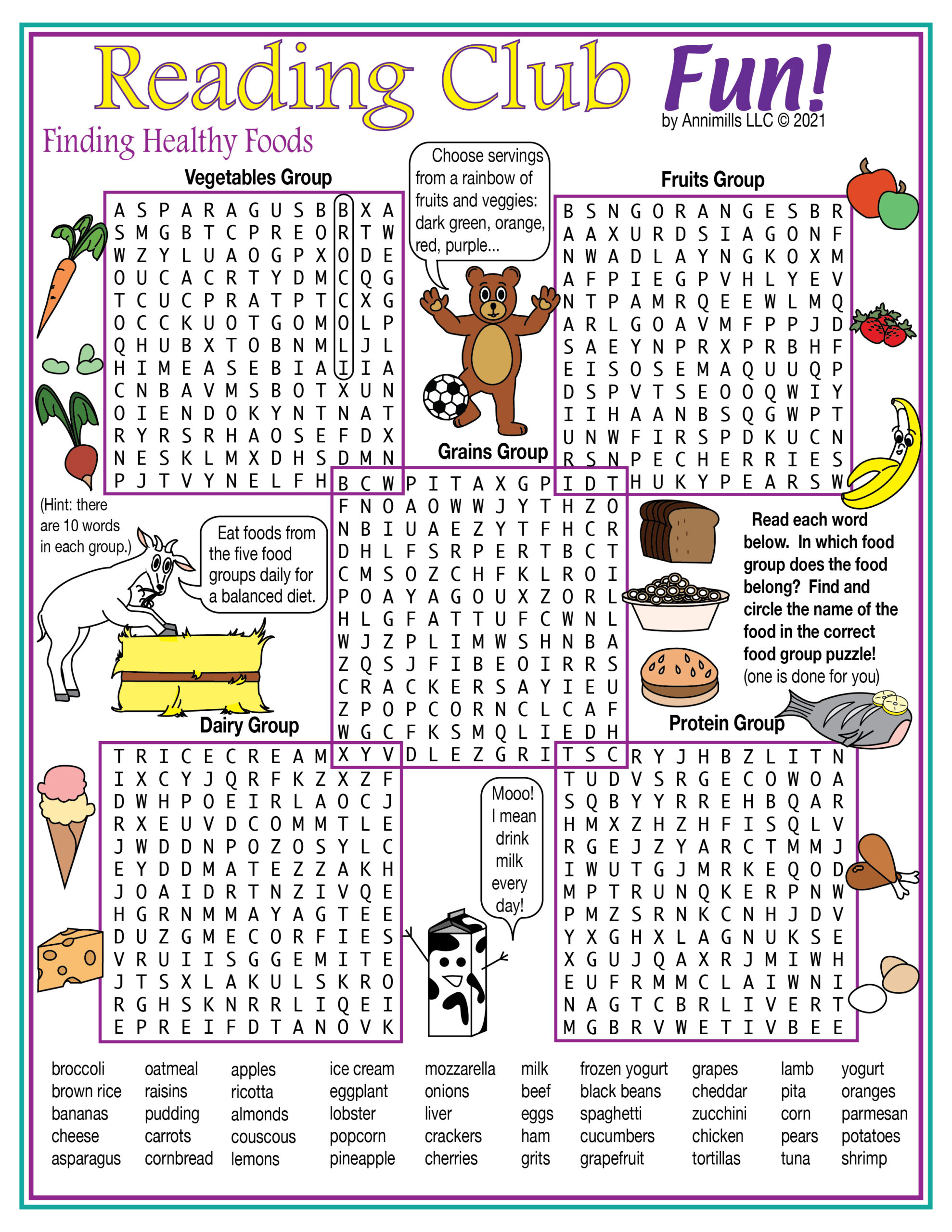 nutrition and food groups word search printable made by teachers