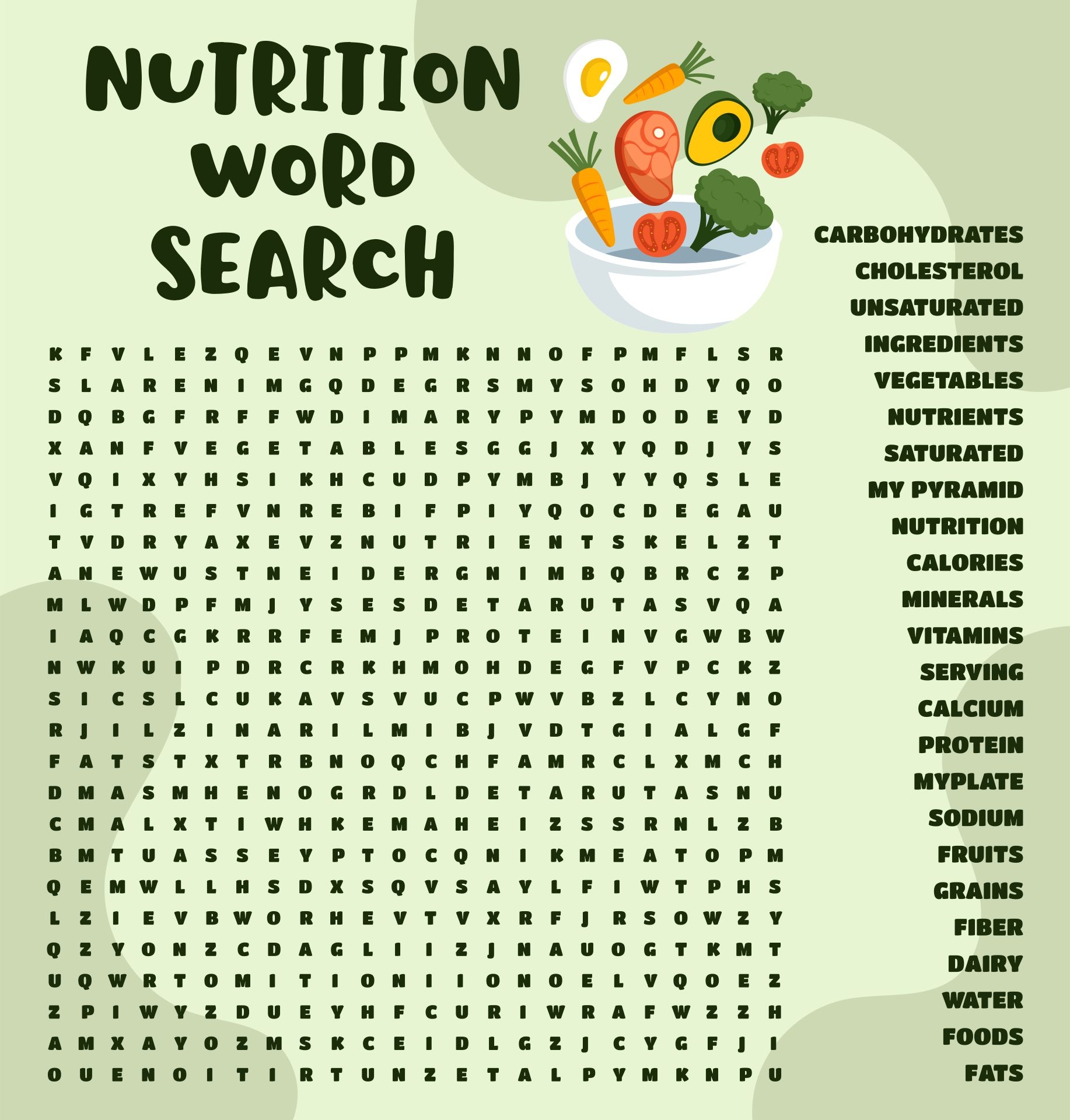 Food Network Printable Word Search
