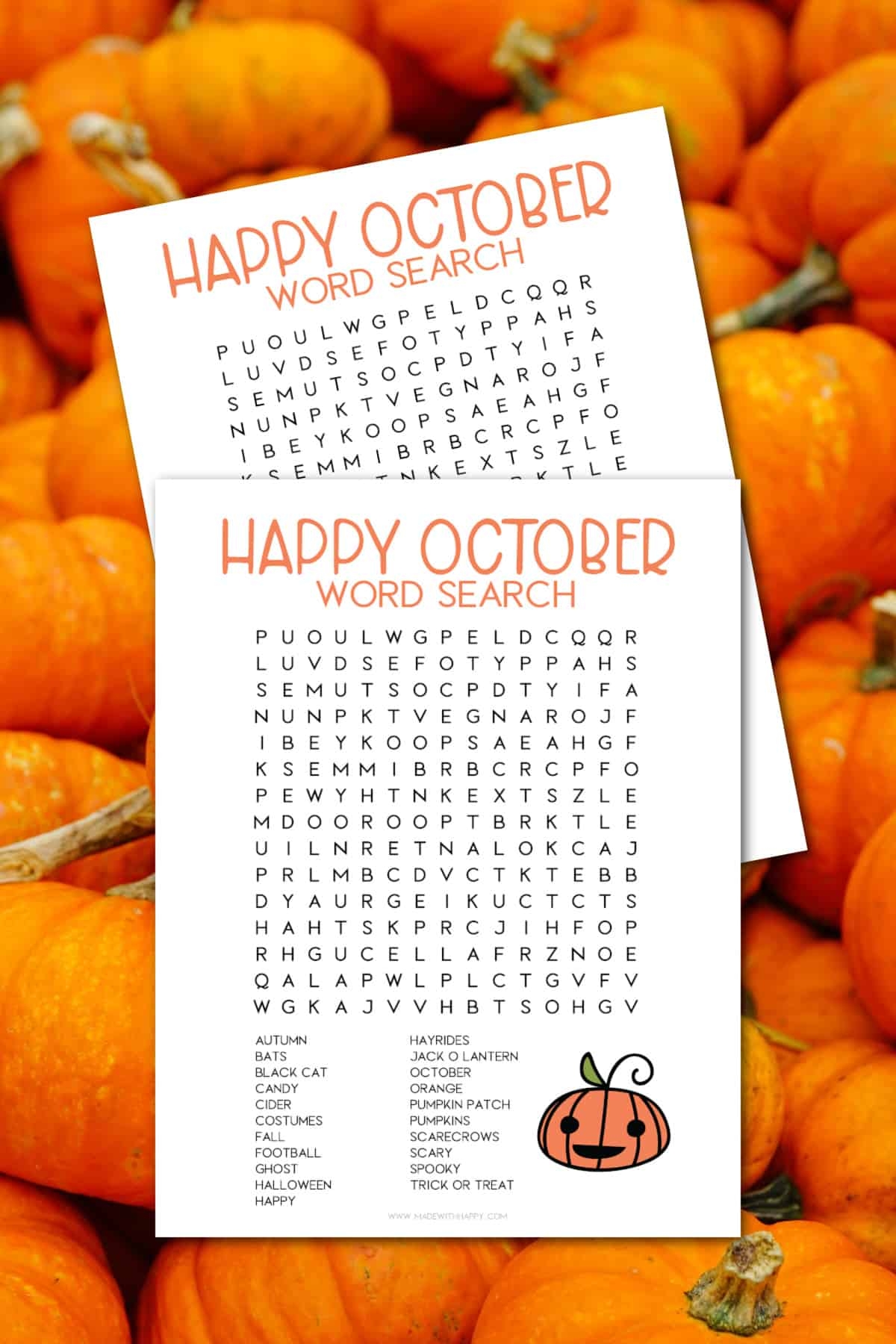 October Word Search Made With HAPPY