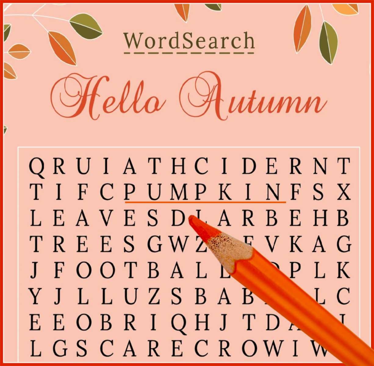 Free Printable Word Searches For Fall