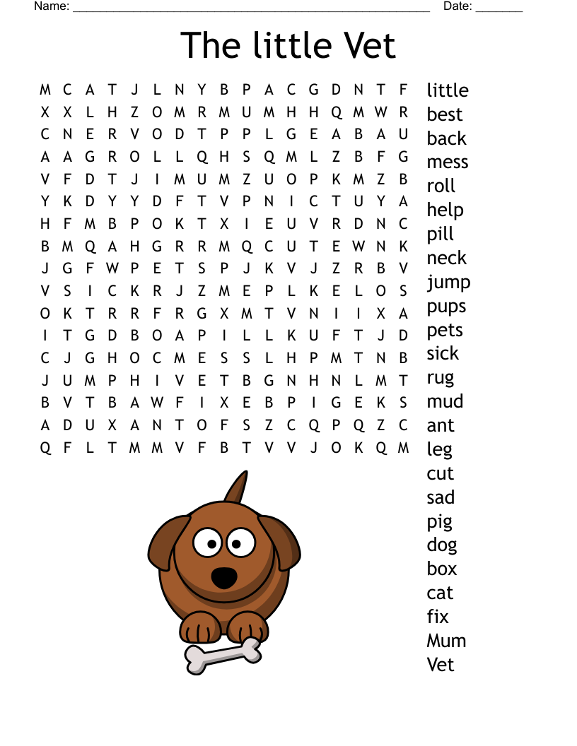 Pets Kids Crossword Puzzle Word Search WordMint