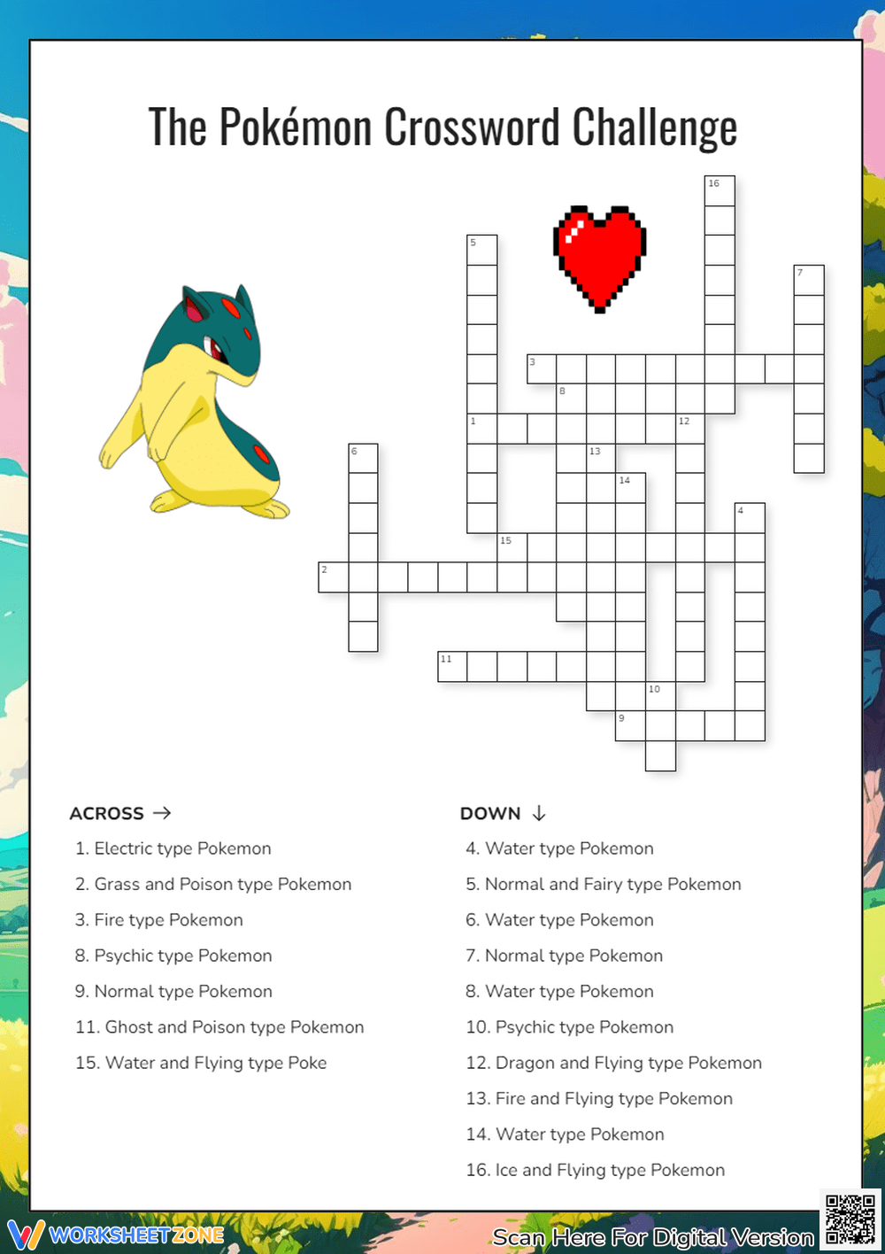 Pokemon Crossword Puzzle Worksheets 2025