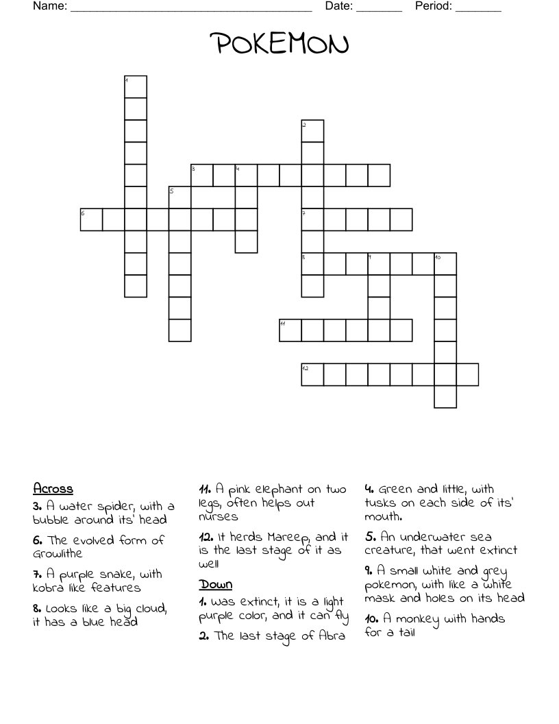 Pokemon Word Search WordMint