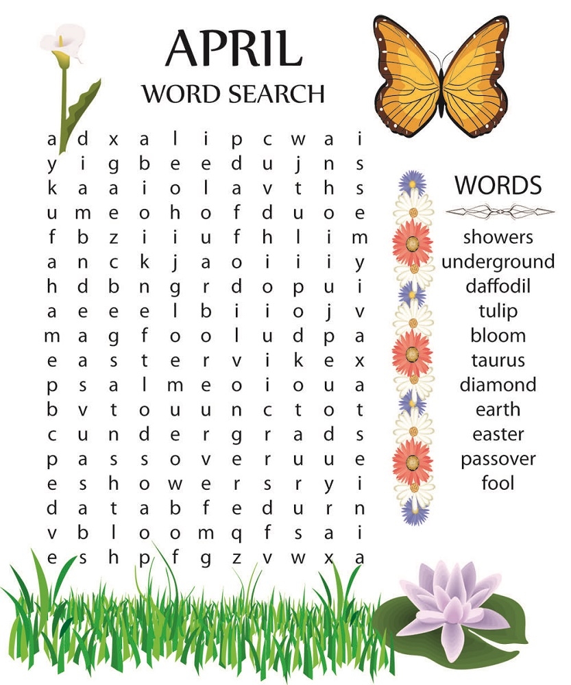 Printable April Word Search Activity Shelter Printable April Word Search Activity Shelter