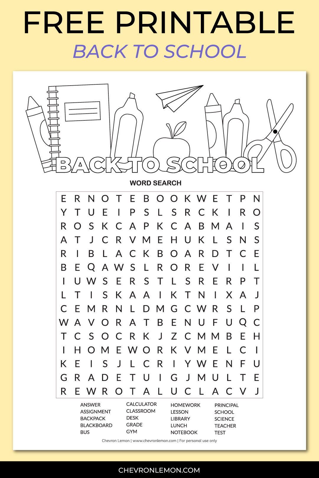 School Word Search Printable School Word Search Printable