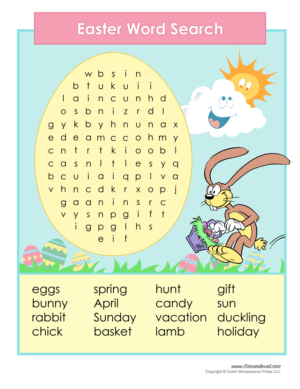 printable easter word search