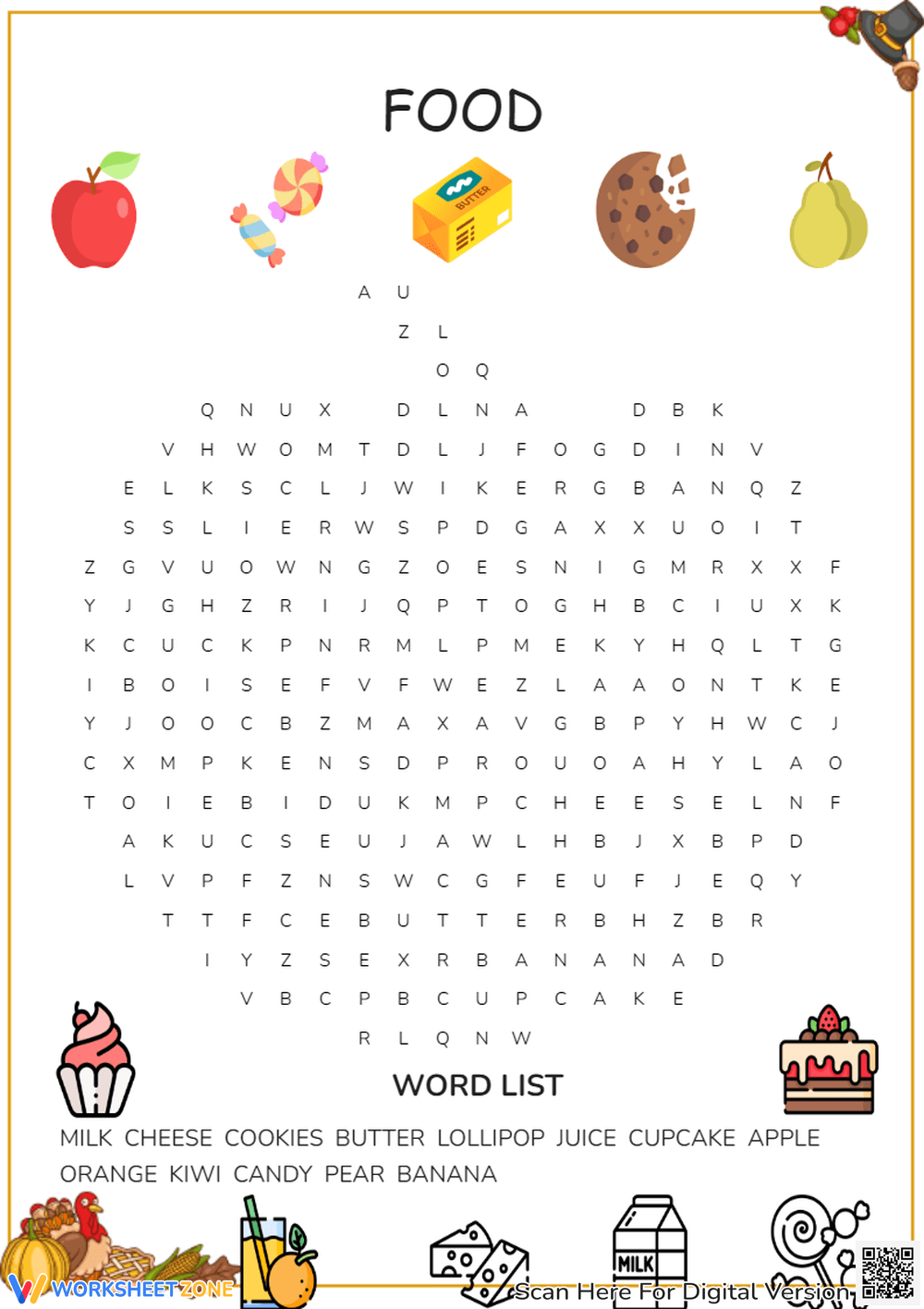 Easy Food Word Search