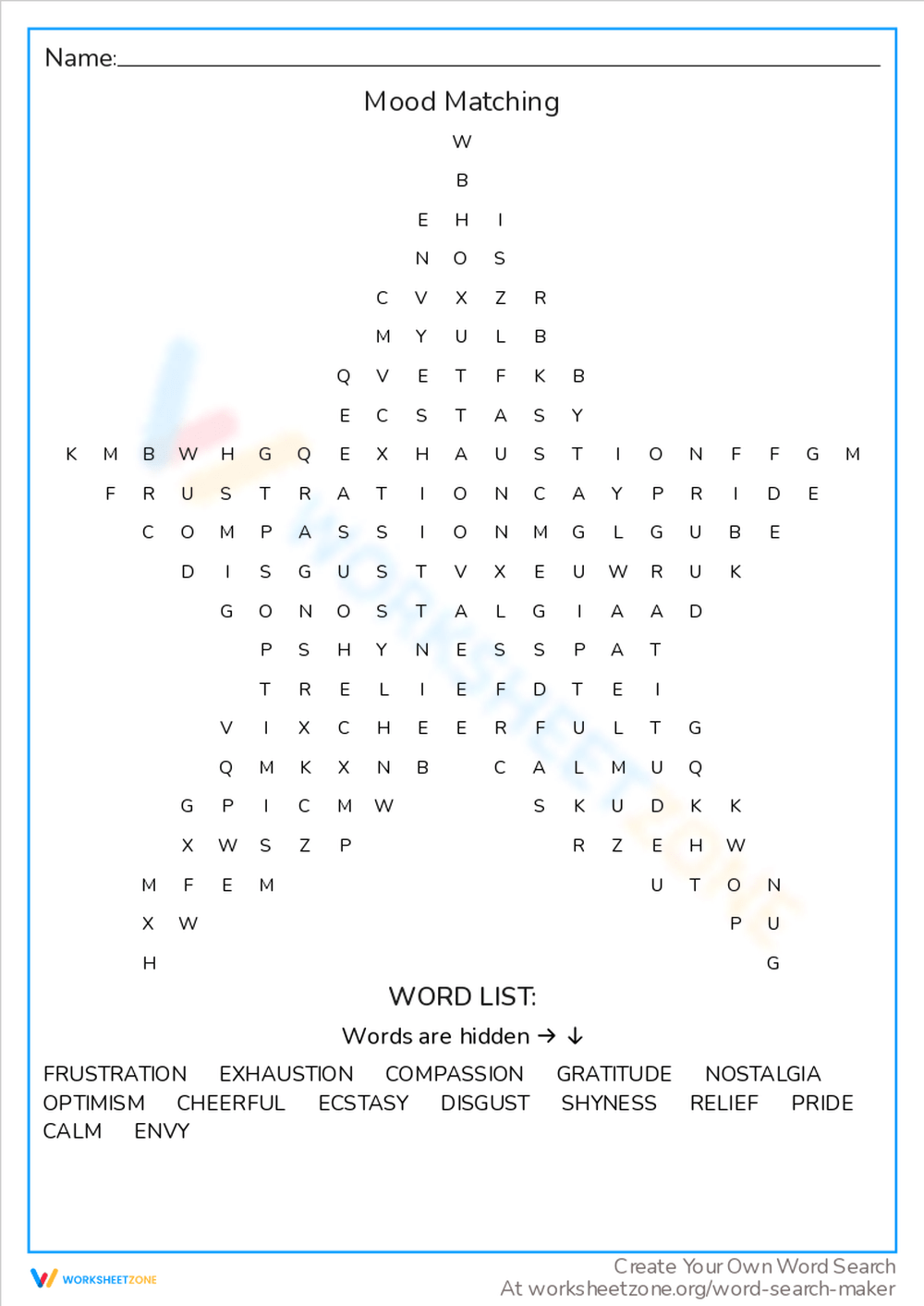 Printable Grade 6 Emotions Worksheets